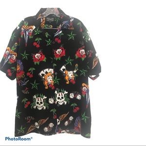 Dragonfly Clothing Skulls Roses Dice Poker Shirt